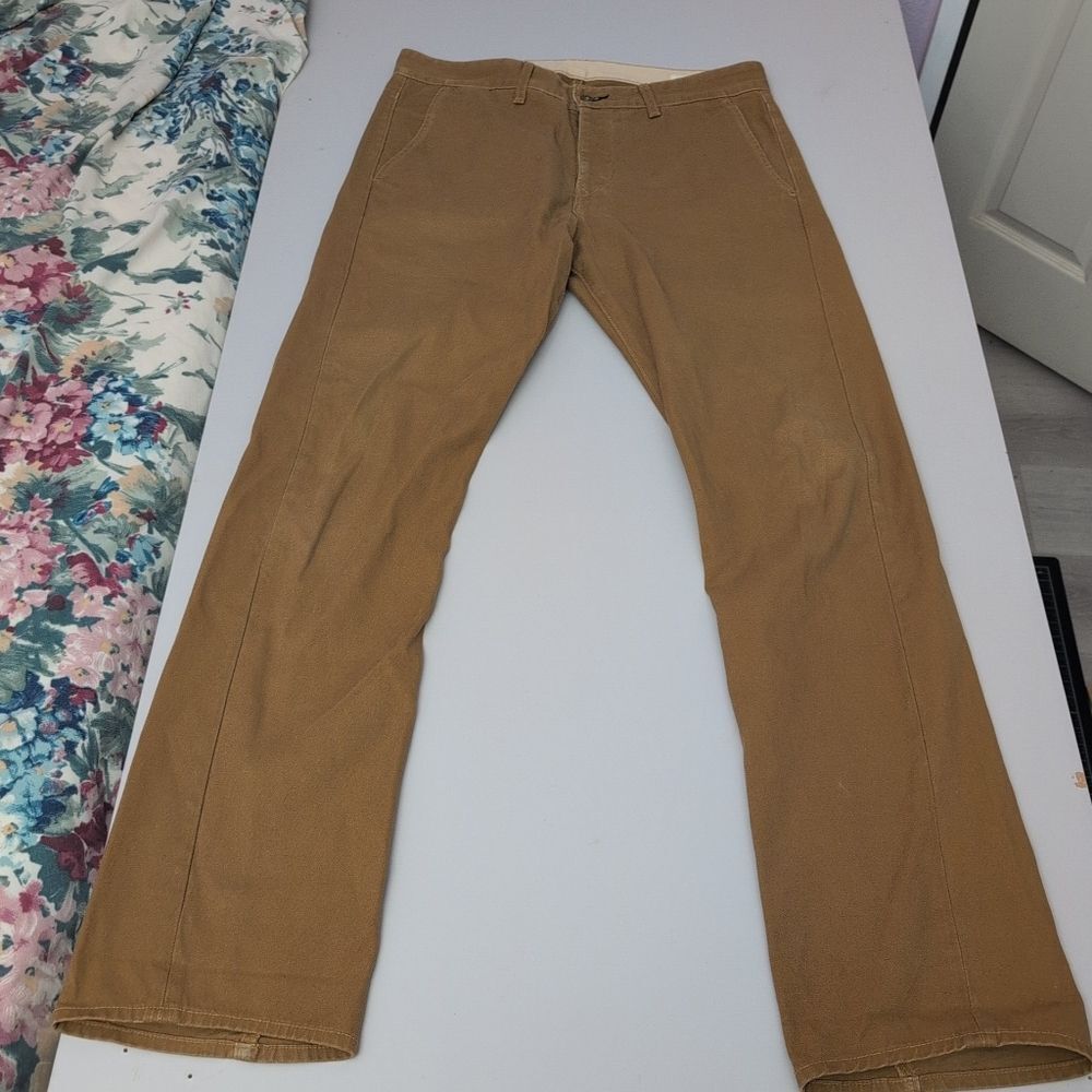 rag & bone Men Size 34 Tan Canvas Pants M1504M150 Heavy Chino Straight Leg 100%